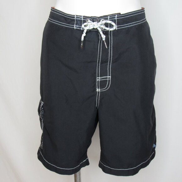 Tommy Bahama Cargo Pocket Black Swim Trunks Men's L Large - Picture 1 of 8